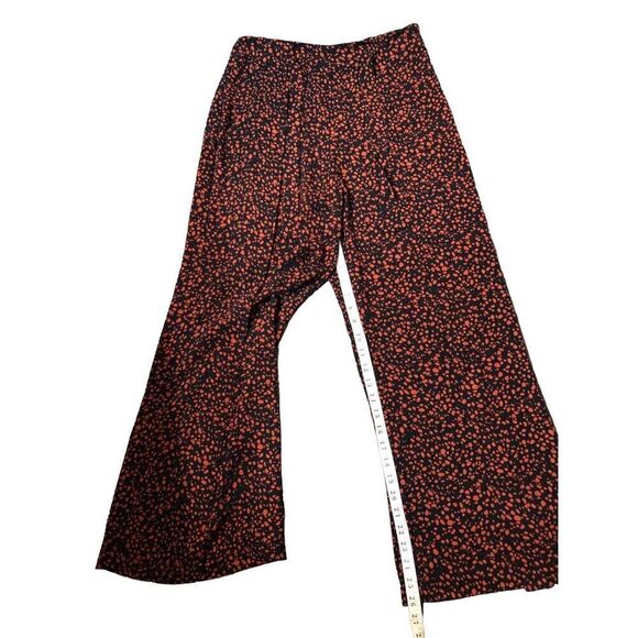 BP black and orange patterned palazzo high waist with attach front tie belt wide - Picture 11 of 13